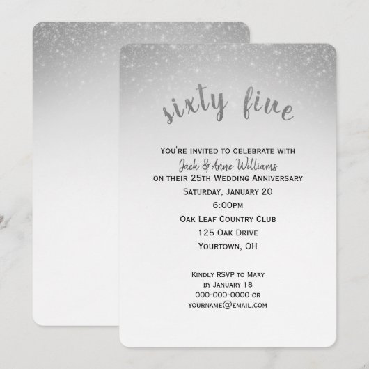 glitter confetti 65th bruiloft kaart (Voorkant / Achterkant)