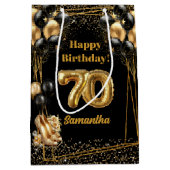 Glitter Confetti 70ste verjaardag gepersonaliseerd Medium Cadeauzakje (Voorkant)