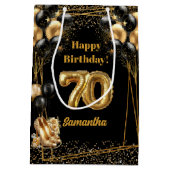 Glitter Confetti 70ste verjaardag gepersonaliseerd Medium Cadeauzakje (Achterkant)