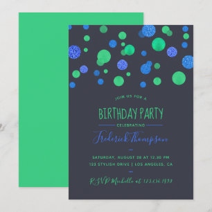 Glitter Confetti Adult Birthday Party Invitation Kaart