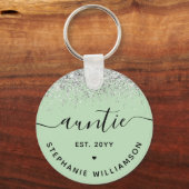 Glitter Confetti Auntie Est Custom New Aunt Giften Sleutelhanger (Voorkant)