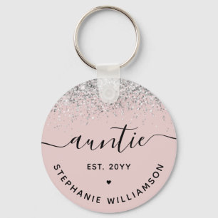 Glitter Confetti Auntie Est Custom New Aunt Giften Sleutelhanger
