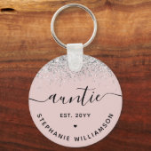 Glitter Confetti Auntie Est Custom New Aunt Giften Sleutelhanger (Voorkant)