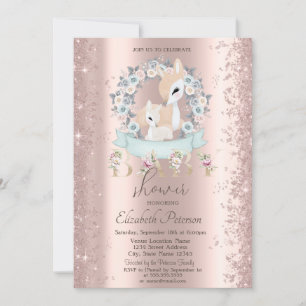 Glitter Confetti Baby Deers Bloemen Baby shower Kaart