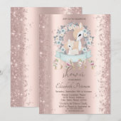 Glitter Confetti Baby Herten Bloemen Baby Shower Kaart (Voorkant / Achterkant)