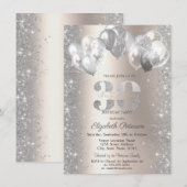 Glitter Confetti Ballonnen Champagne 30e Verjaarda Kaart (Voorkant / Achterkant)