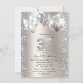 Glitter Confetti Ballonnen Champagne 35e Verjaarda Kaart