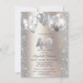 Glitter Confetti Ballonnen Champagne 40e Verjaarda Kaart (Voorkant)