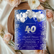 Glitter Confetti Ballonnen Donkerblauw 40e Verjaar