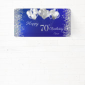 Glitter Confetti Ballonnen Navy Blauwe 70e Verjaar Spandoek (Insitu)