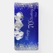 Glitter Confetti Ballonnen Navy Blauwe 70e Verjaar Spandoek (Verticaal)
