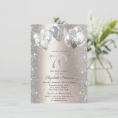 Glitter Confetti Balloons Champagne 70e Verjaardag Kaart (Staand voorkant)