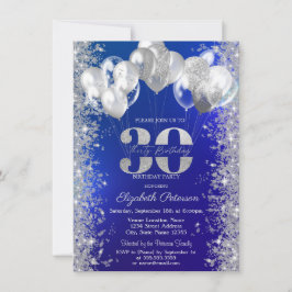 Glitter Confetti Balloons Navy Blue 30e Verjaardag Kaart