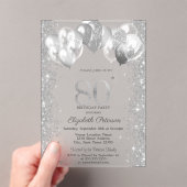 Glitter Confetti Balloons Navy Blue 80e Verjaardag Acryl Uitnodigingen (Insitu (Draagbaar))