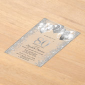 Glitter Confetti Balloons Navy Blue 80e Verjaardag Acryl Uitnodigingen (Laagn)