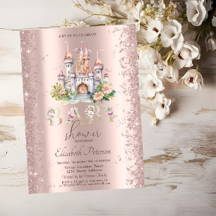 Glitter Confetti Bloemen Kasteel Baby Shower Kaart