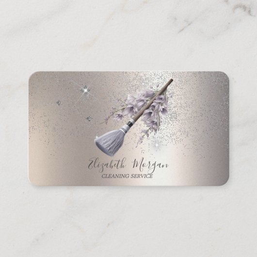 Glitter Confetti Bloemenbezem Visitekaartje (Voorkant)