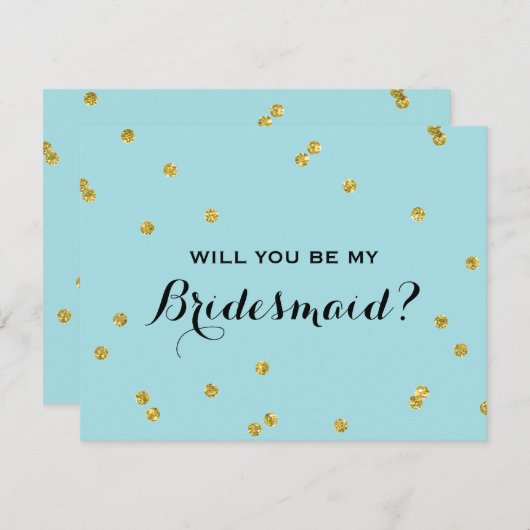 Glitter Confetti Blue | Bridesmaid Kaart (Voorkant / Achterkant)