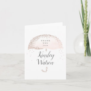 Glitter confetti blush paraplu bedankt bruiloft kaart