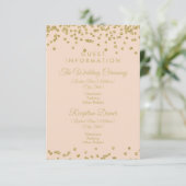Glitter Confetti Blush Roos voor gastinformatie Go Informatiekaartje (Staand voorkant)