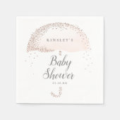Glitter confetti blush roze paraplu baby shower servet (Voorkant)