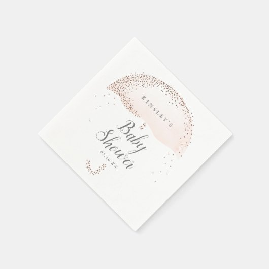 Glitter confetti blush roze paraplu baby shower servet (Hoek)
