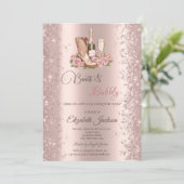 Glitter Confetti Boots Wijnbloemen Vrijgezellenfee Kaart (Staand voorkant)