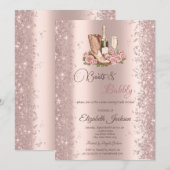 Glitter Confetti Boots Wijnbloemen Vrijgezellenfee Kaart (Voorkant / Achterkant)