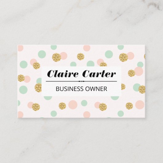 Glitter Confetti | Chique polka dot patroon Visitekaartje (Voorkant)