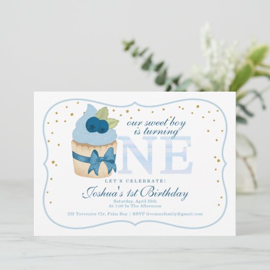 Glitter Confetti Cupcake 1e verjaardag Kaart (Staand voorkant)