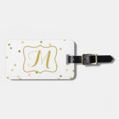 Glitter Confetti Dot Pol Monogram Bagagelabel (Voorkant horizontaal)