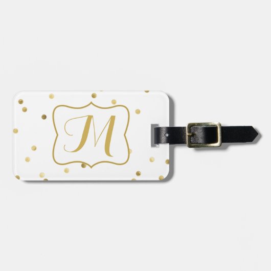 Glitter Confetti Dot Pol Monogram Bagagelabel (Voorkant horizontaal)