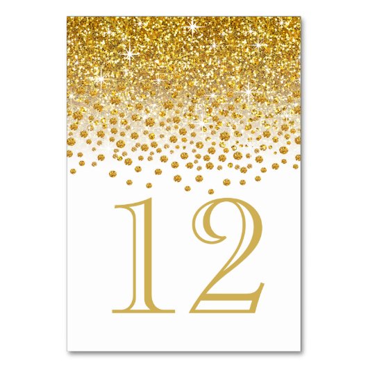 Glitter Confetti Douche Tafelnummers | goudwit (Achterkant)