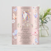 Glitter Confetti Eenhoorn Vlinders Baby shower Kaart (Staand voorkant)