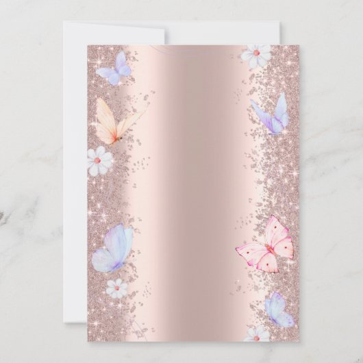 Glitter Confetti Eenhoorn Vlinders Baby shower Kaart (Achterkant)