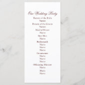 Glitter Confetti Faux Folie Wedding Programme Programmakaart (Achterkant)