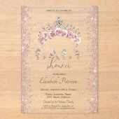 Glitter Confetti Floral Crown Baby Shower Acryl Uitnodigingen (Voorkant)