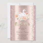 Glitter Confetti Floral Swan Baby shower Kaart (Voorkant)