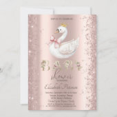 Glitter Confetti Floral Swan Bow Baby Shower Kaart (Voorkant)