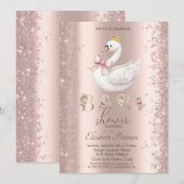 Glitter Confetti Floral Swan Bow Baby Shower Kaart (Voorkant / Achterkant)