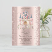Glitter Confetti Frame Chic Castle Baby Shower Kaart (Staand voorkant)