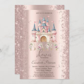 Glitter Confetti Frame Chic Castle Baby Shower Kaart (Voorkant / Achterkant)