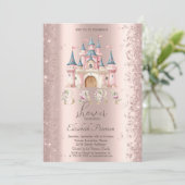 Glitter Confetti Frame Chic Kasteel Baby Shower Kaart (Staand voorkant)