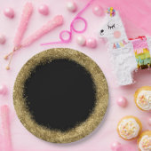 Glitter Confetti | Gouden en zwarte cirkel Papieren Bordje (Feest)