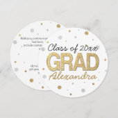 Glitter Confetti Gradution Party Circle Kaart (Voorkant / Achterkant)