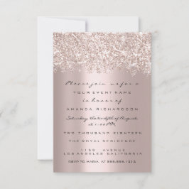 Glitter Confetti Gray Roos Bridal Sweet 16th Kaart
