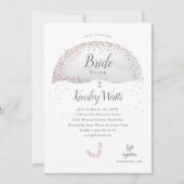 Glitter confetti gray umbrella vrijgezellenfeest kaart (Voorkant)