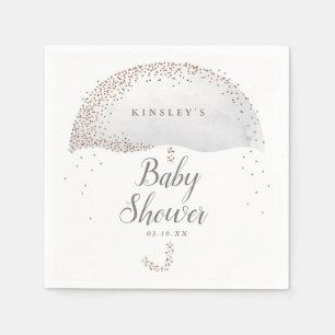 Glitter confetti grijze paraplu babyshower servet