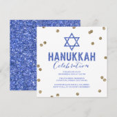 Glitter Confetti Hanukkah Party Invitation Kaart (Voorkant / Achterkant)