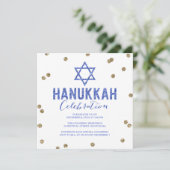 Glitter Confetti Hanukkah Party Invitation Kaart (Staand voorkant)